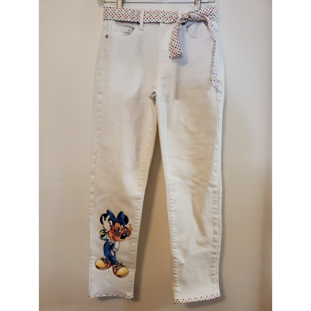 Upcycled white jeans with Minnie-size 0/2 - Picture 2 of 4